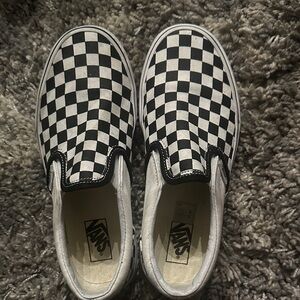 Vans Kids Black and White Checkered Slip-On Sneakers